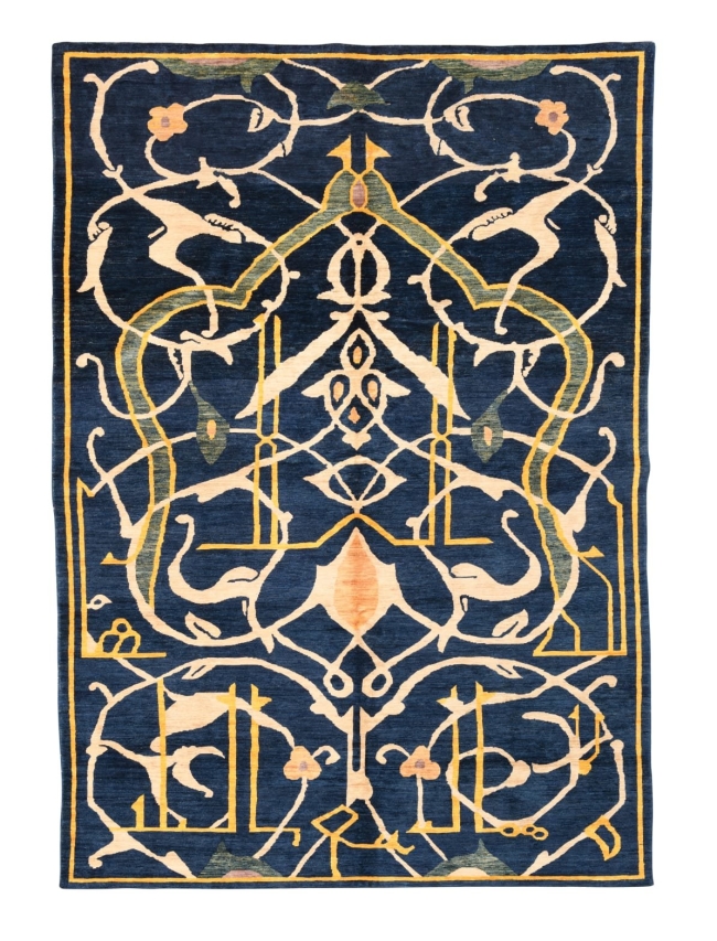 Calligraphie sur fond bleu de Prusse – 296 × 193 cm